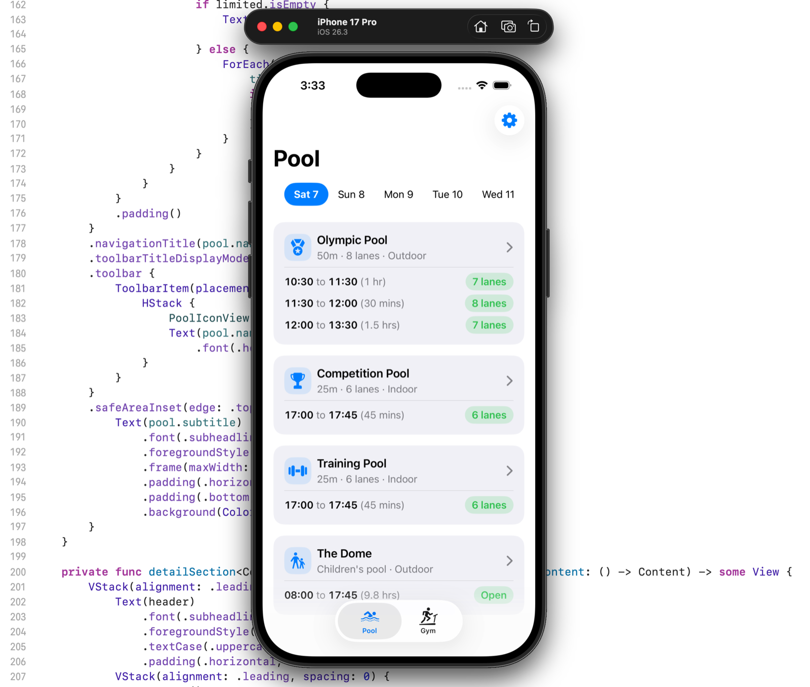 Swim Lane App